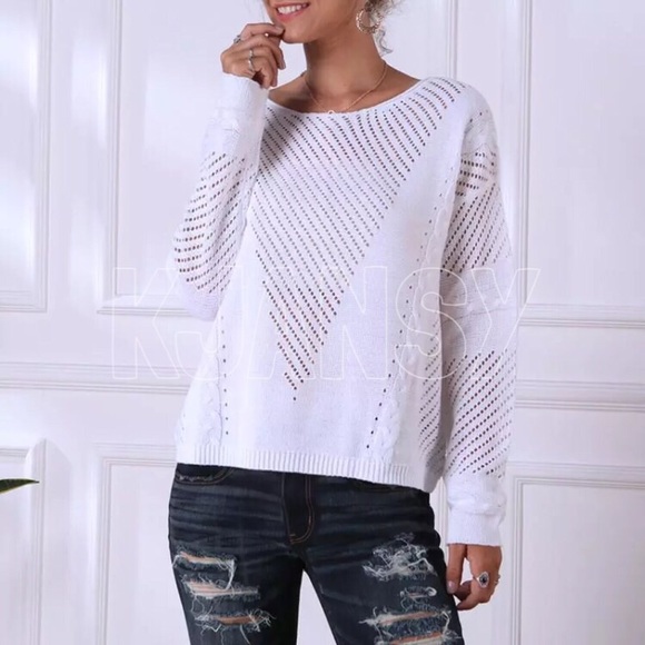 Bohemian White Sweater Top - Picture 4 of 5